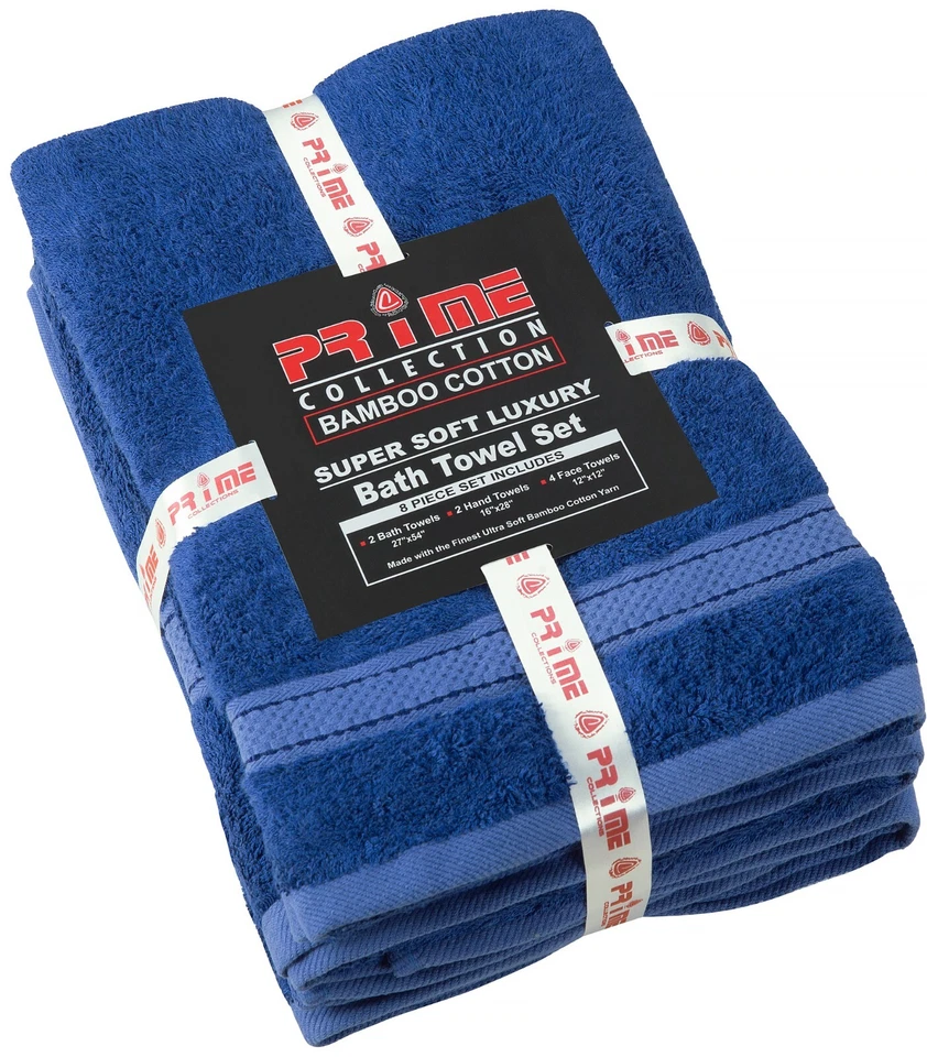 Bamboo Cotton Bathroom Towels Set 8 Piece Towels for Bathroom 600 GSM Bath Towel - Image 3 of 4