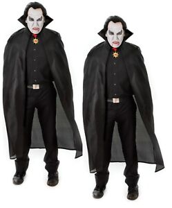 Boys Girls Adult Vampire Dracula Black Cape Cloke Halloween Fancy Dress Costume
