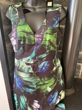 Abito verde e blu accattivante Oasis nuovo con etichette £ 68 matrimonio sera ufficio outfit