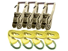 8 FT Lasso Strap D Ring and 2" Finger Hook Ratchet Kit for Tie Down Wheel Lift