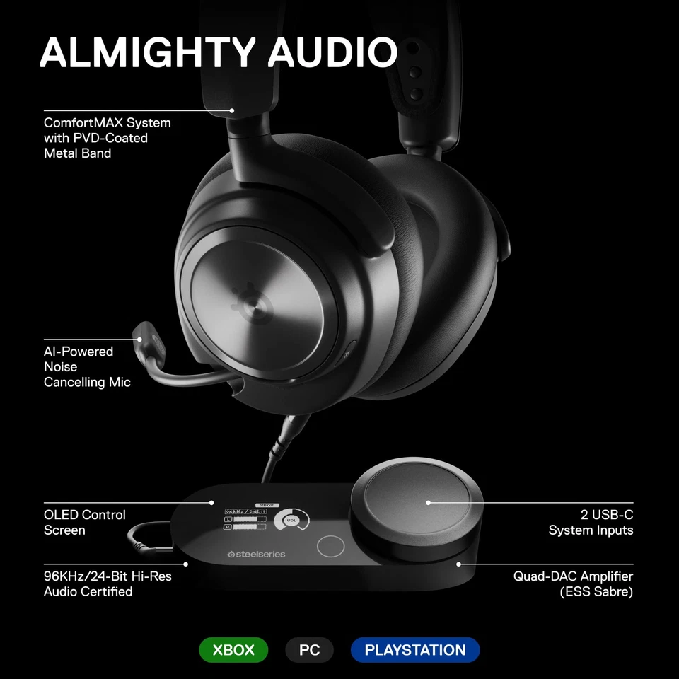 Arctis Nova Pro Multi-System Gaming Headset - Premium Drivers - Hi-Res Spatia... - Image 3 of 4