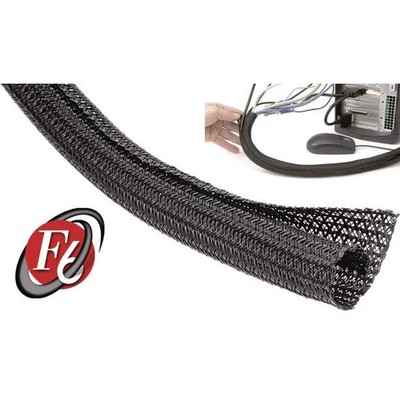 50 Foot Length of Tech Flex F6N0.50BK, 1/2'' I.D. Split Tube Braided Sleeving