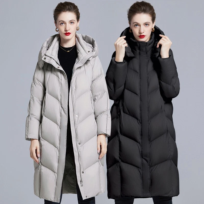 Winter New Korean Women's Long Duck Down Jacket Thickened Loose Large Warm Coat - Image 2 of 4