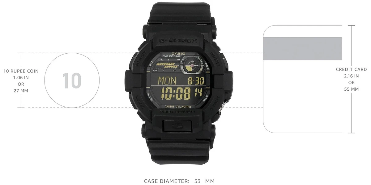 CASIO G-SHOCK GD-350-1B Hombre Negro Reloj Digital Vibración Alarma Modelo...