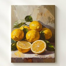 Wall Art Textured Lemon Still Life Canvasvibr...