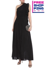 RRP€5068 LANVIN Gown FR36 US4 UK8 S Silk Blend Pleated Ruffled Made in France