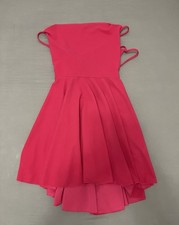 SHEIN Hot Pink Strapless Lace Up Back High Low Mini Dress Womens Large L 8/10