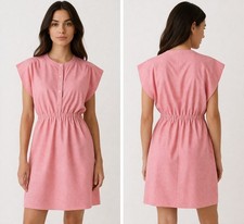 CA Civil Alchemy Everyday Dress Womens Small Peach Pink Gingham Linen Minimalist