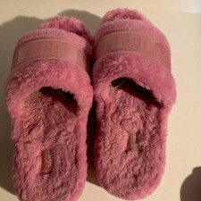 UGG Carnation Pink Fluffita Plush Wool Blend Slip-on Platform Slippers SIZE 7