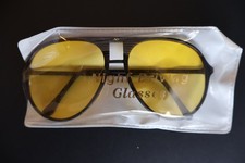 Vintage Night Driving Glasses 80's Aviator Yellow Lenses Black Frame
