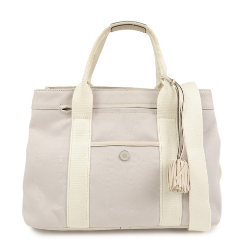 LOEWE Anagram Logo Canvas 2WAY Bag Shoulder Bag Hand Bag Gray Authentic Used F/S