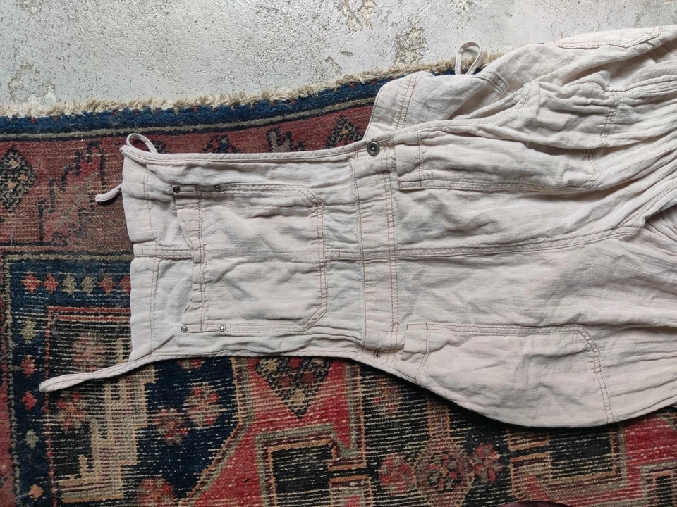 Free People Natural Miras Mono Lino Pantalones Crema-Natural Talla L Foto 4 de 4