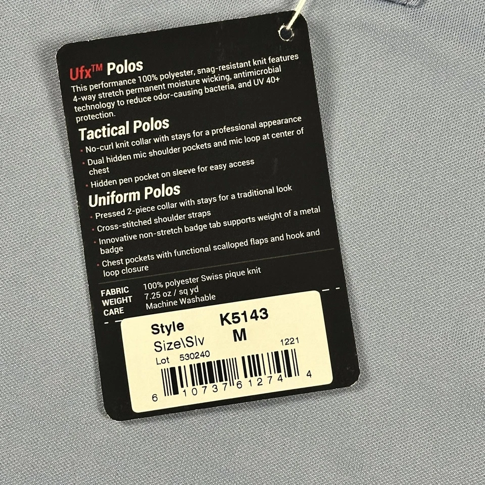 Polo Elbeco Para Hombres Medio Azul Manga Larga Trabajo Ufx Uniforme Táctico K5143 Foto 4 de 4