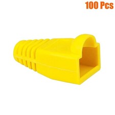 100 Pcs RJ45 Boots Network LAN Cable Ends Plug Cover Cap Cat6 Cat5e Cat5 Yellow