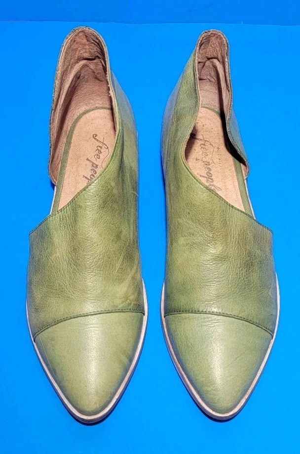 Zapatos planos para mujer Free People Royale D’orsay de cuero verde punta talla 39 Foto 3 de 4