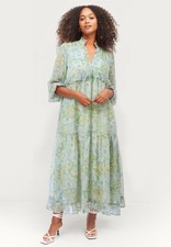 Ellos Plus Size Sheer Maxi Dress With Ruffled Trim