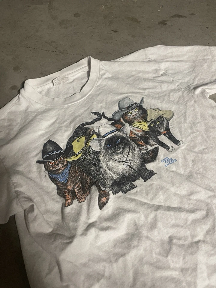 Camiseta de colección de puntada única años 80’s/90’s Hanes Beffy para gatos talla L para hombre’s Foto 2 de 4