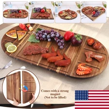Large Acacia Charcuterie Cheese Board Magnetic Design Serving Tray Gift Set USA