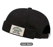 Gorra BROOKLYN NY Etiqueta Docker Unisex Sombreros Sin Ala Color Sólido Gorra Calavera Negra