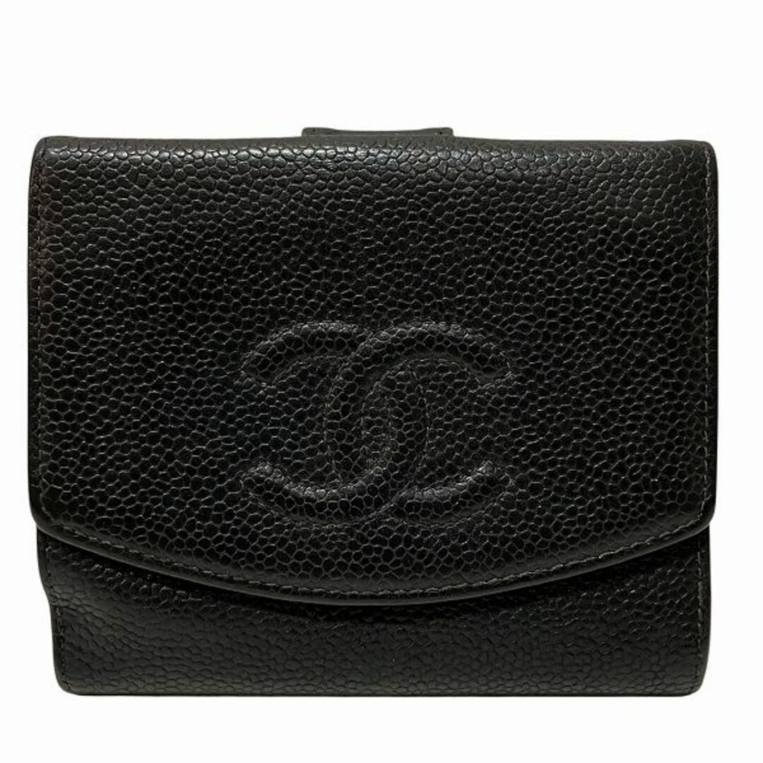 Chanel A13496 Caviar Skin W Hook Bifold Wallet For Women Used