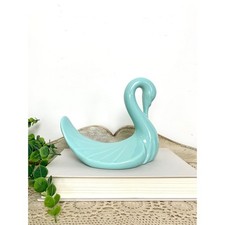 Vintage Aqua Blue Ceramic Swan Towel Holder Mid Century Bathroom Decor Cottage