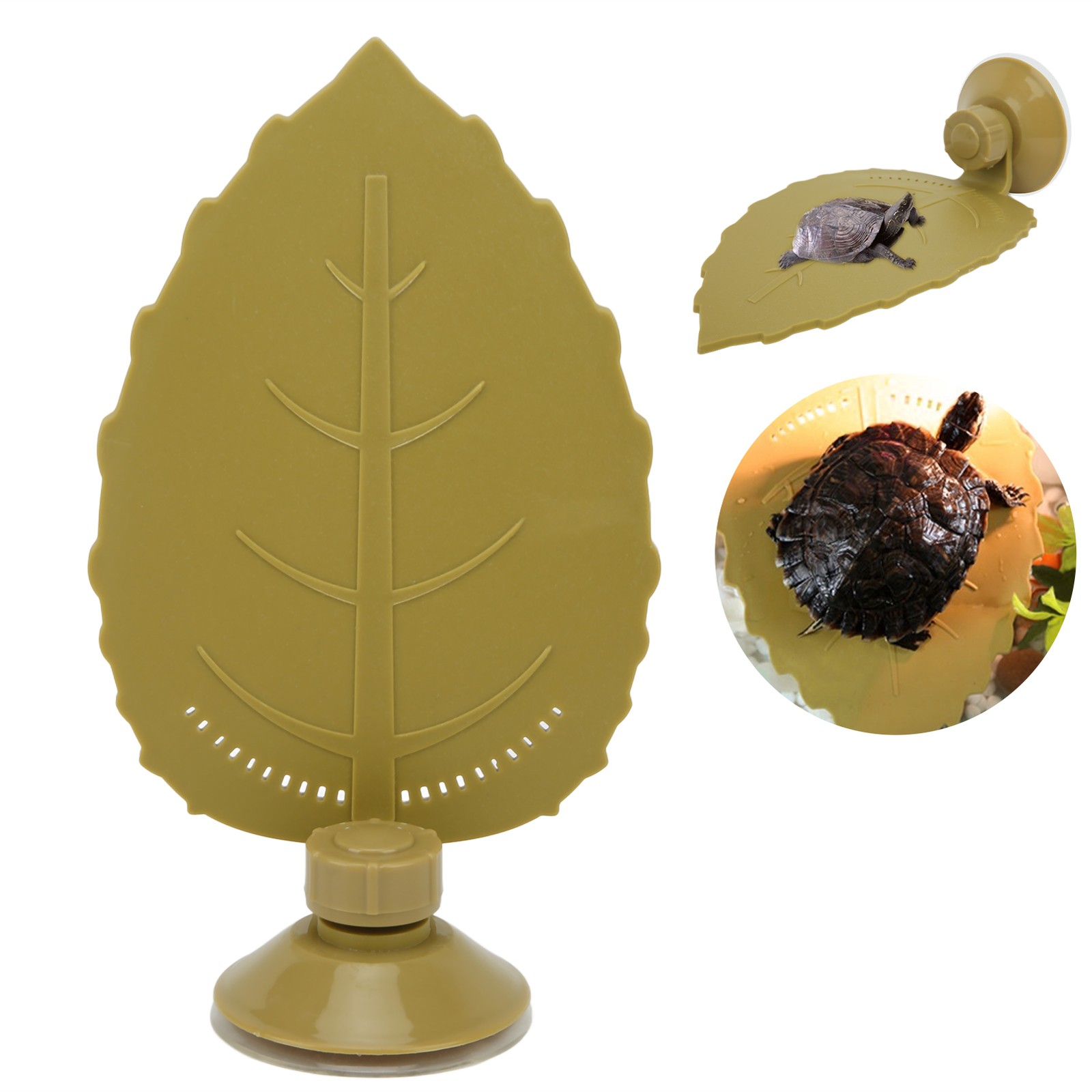 _Tortoise Basking Platform Leaf Shape Tortoise Terrace With Suction Cup For