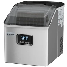 Stainless Steel Ice Maker Machine Countertop 48Lbs/24H Self-Clean Silver