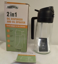SWEET VIEW Olive Oil Dispenser & Sprayer, 470ml, Glass, Mist Spray or Pour, BN