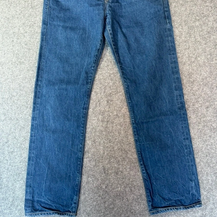 Pantalones de mezclilla Wallace & Barnes de pierna recta para hombre 31x30 blanco roble ribete índigo natural Foto 4 de 4