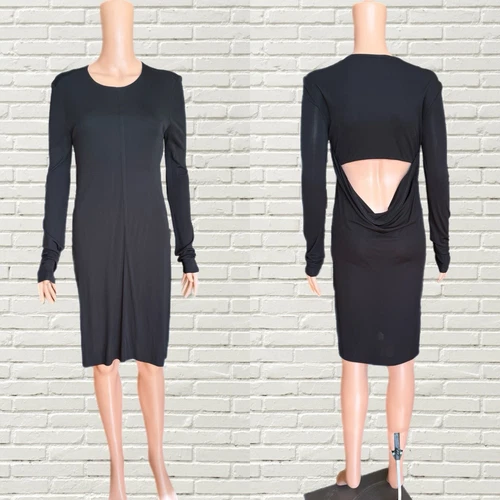 Abito Alexander Wang Abito nero aperto dietro manica lunga taglia O