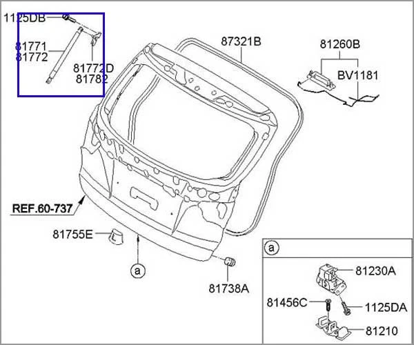 817712S000-DS (817812S000) Tail Gate Lifter 2PCs For HYUNDAI TUCSON 2010-2015 - Image 3 of 4