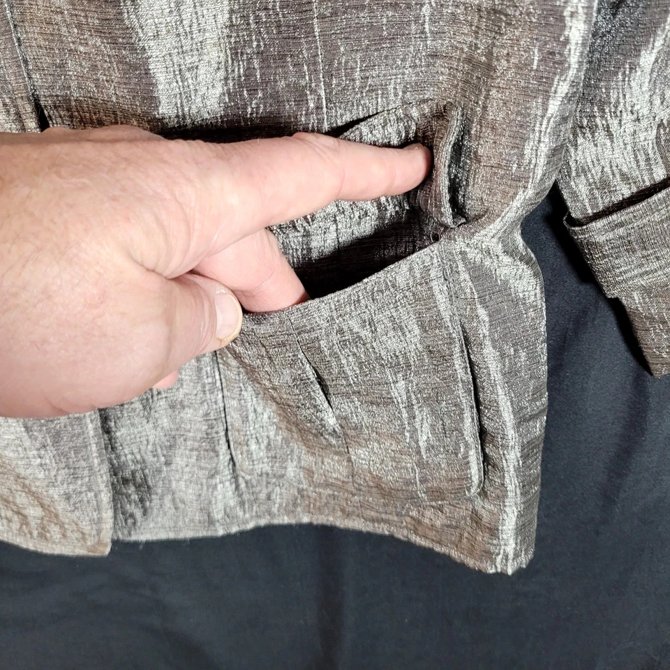 Chaqueta Blazer Joan Rivers Brillante Metálica PLATEADA Cintura Calada Manga 3/4 Foto 4 de 4