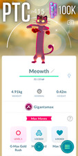Shiny Gigantamax Meowth mini PTC 100K Stardust Go