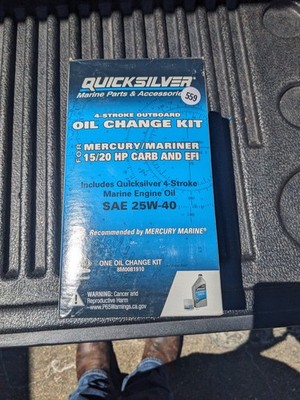 8M0081910 Quicksilver 25W-40 Oil Change Kit 4 Stroke Marine Mercury 15/20 HP
