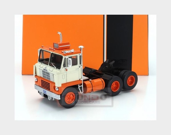 1:43 Ixo White 7400 Tractor Truck 2-Assi 1960 Cream Orange TR188.22 Modellbau-image