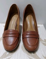 BNWB CLARKS COLLECTION BASIL CRIMSON BROWN LEATHER BLOCK HEEL SHOES SIZE UK 6