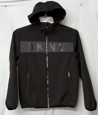 DKNY Women's Logo Print Front Zip Jacket w/Fleece Lining Size L BLACK