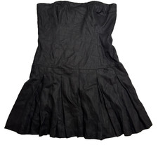 Reformation Isabeli Linen Dress Black Size 12 Strapless Pleated NEW Retail $218