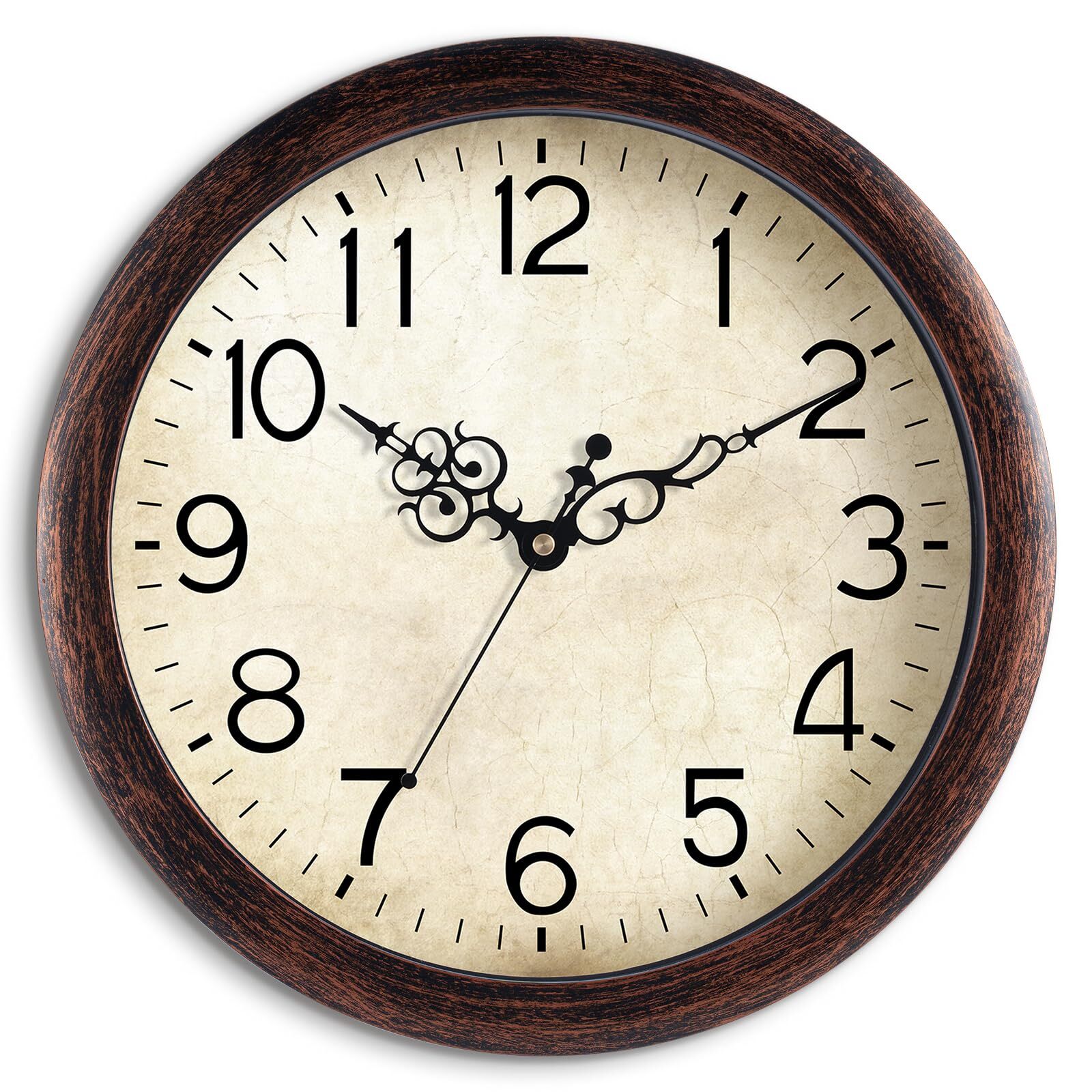 Wall Clock 12 Inch Vintage Wall Clocks Battery Operated Quartz Silent Non-Tic...-image