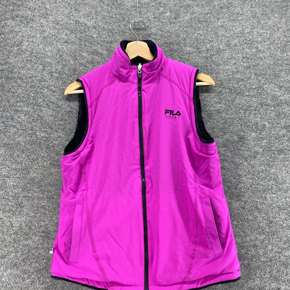 Chaleco Fila Mujer M Medio Púrpura Cremallera Completa Cuello Alto Sin Mangas Bolsillos Informal Foto 3 de 4
