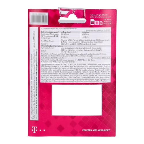 Magenta Mobil Prepaid M SB mit 10€ Startguthaben - Zdjęcie 2 z 2