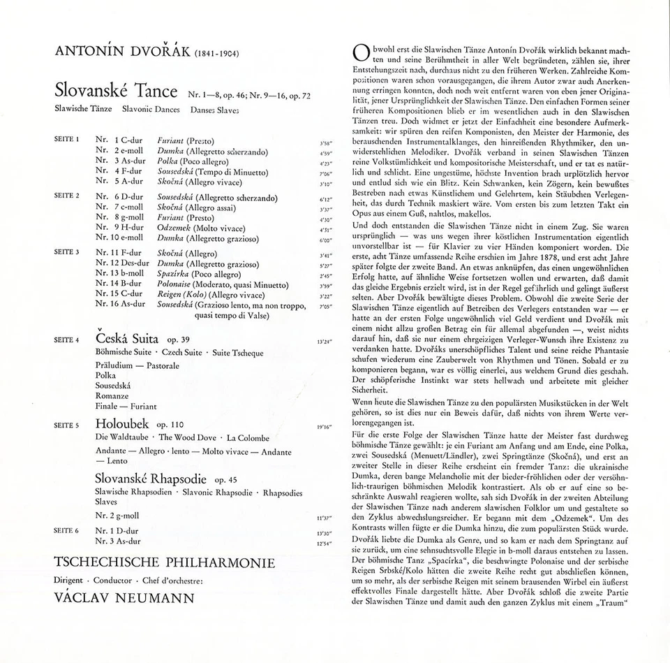 WHITE PROMO 3LP Box Telefunken DVORAK Slavonic Dances Suite Rhapsodies NEUMANN - Image 2 of 3