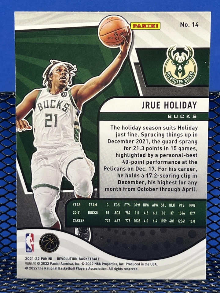 2021-22 Panini Revolution JRUE HOLIDAY Milwaukee Bucks Base 14 - Image 2 of 2