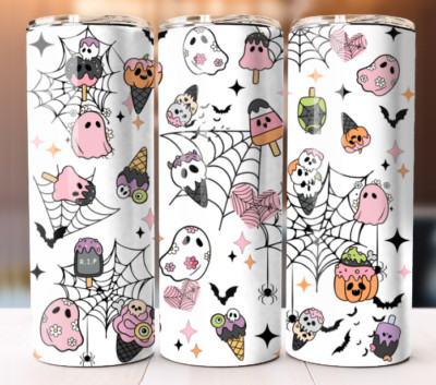Spooky Halloween Custom Tumbler 20 oz Skinny Cup Mug Lid Straw