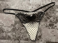 NWT VICTORIA'S SECRET MEDIUM SMOOTH POLKA DOT LACE VINTAGE RARE V STRING PANTIES