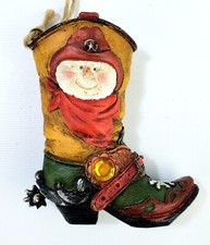 Western Cowboy Boot Snowman Christmas Ornament