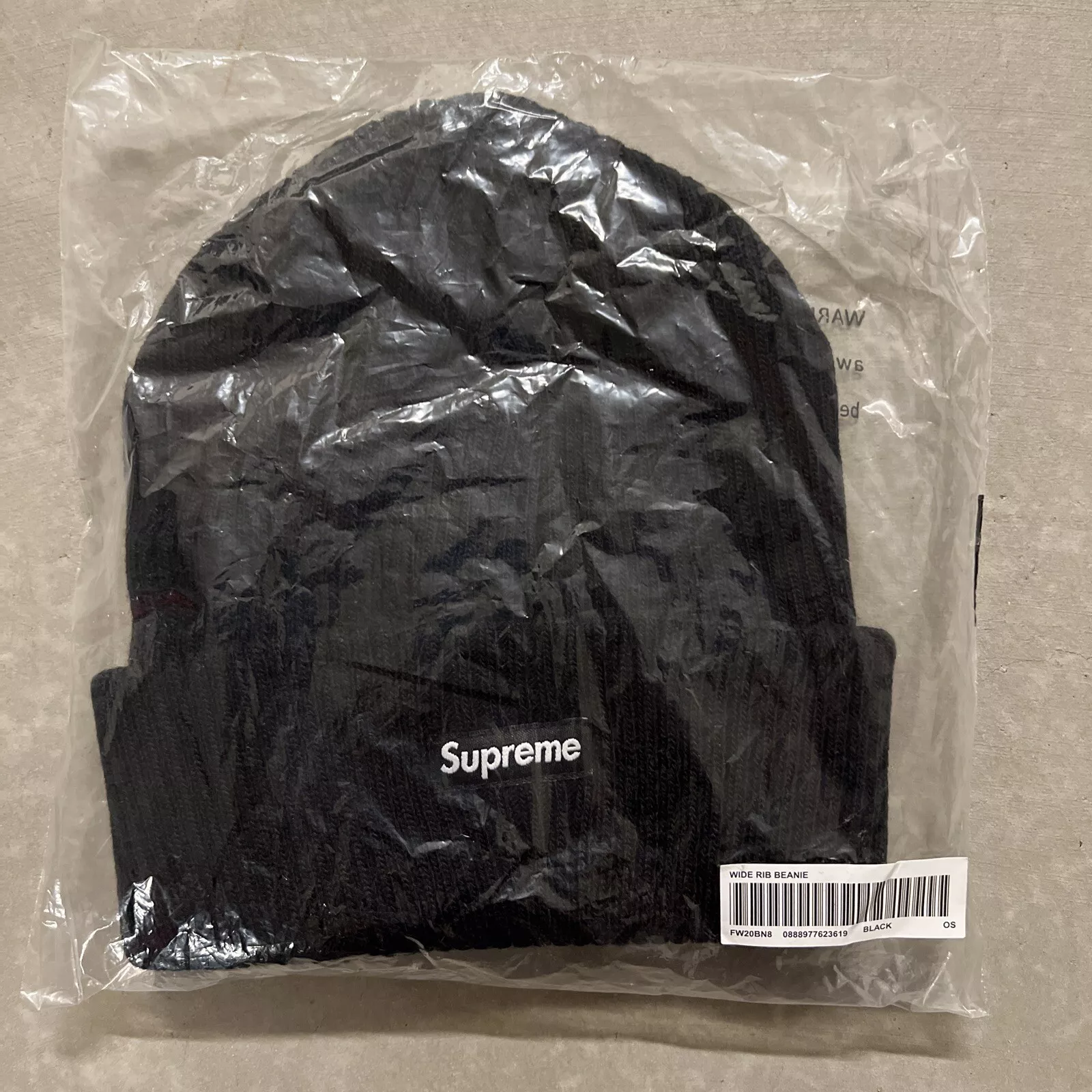 Supreme Wide Rib Beanie (FW 20) noir
