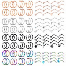 4-32PCS Piercing Kit Earring Nose Ring Tragus Cartilage Studs Nostril Studs 20G