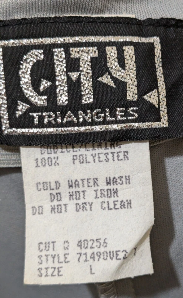 City Triangles Formal Dress L Maxi Black Silver Vtg Retro Whimsey Goth Glitter - Image 2 of 4