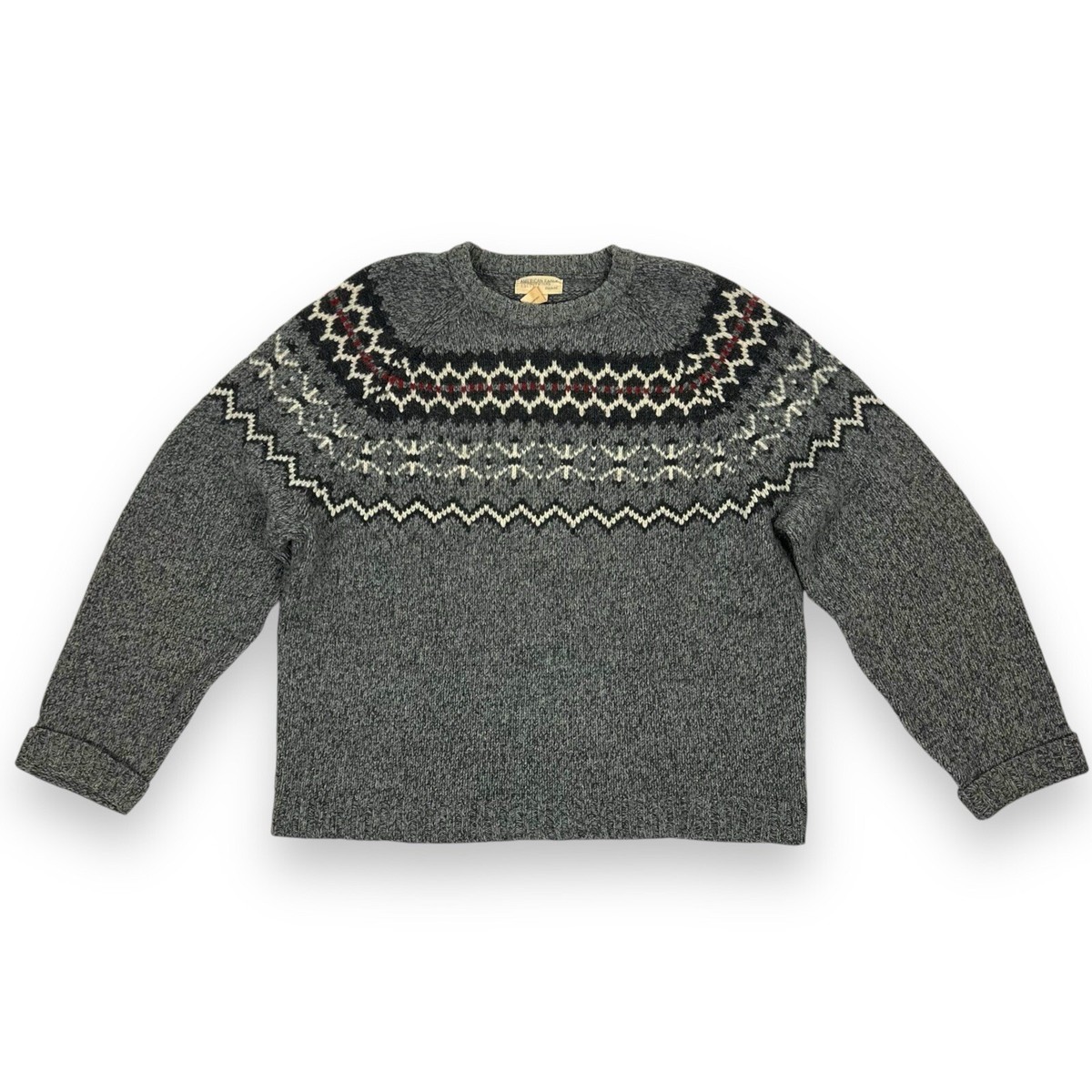 Fair Isle Sweater Junior Navy American Eagle Lambswool Fair Isle